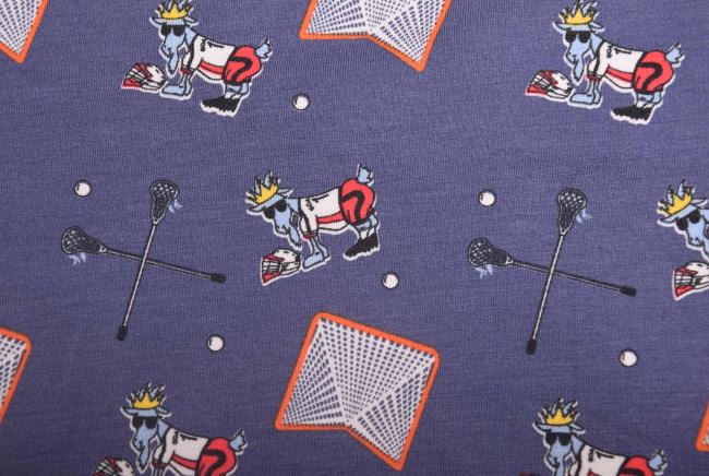 1 m viscose knitwear in blue with a funny print DS-KUP68