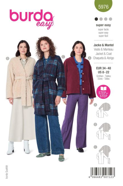 Cut for women's loose coat in size 34-48 5976