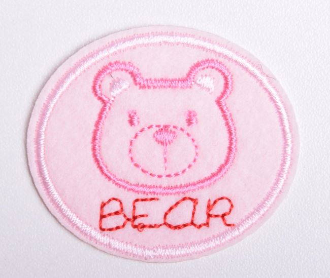 Iron-on patch with pink teddy bear motif K-H20-A3136MIX9E-R