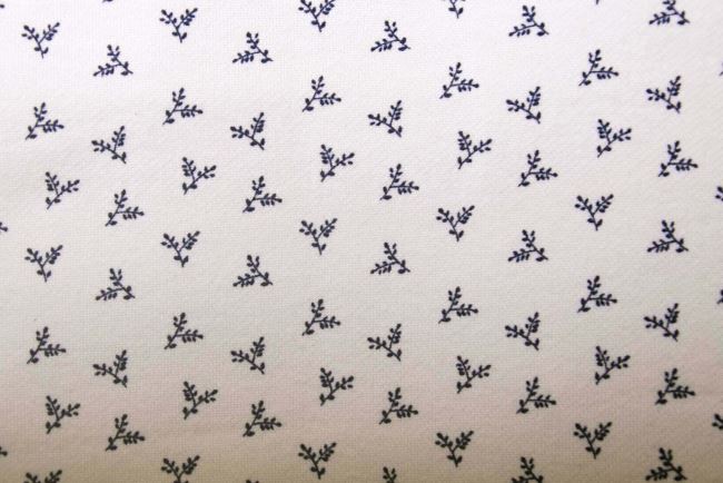 1 m combed tracksuit in cream color with a print of twigs and leaves DS-KUP139