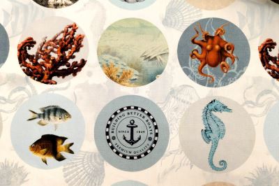 Decorative fabric with digital nautical print 1051/008