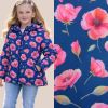 Softshell in blue color with digital print of pink flowers 17582/008