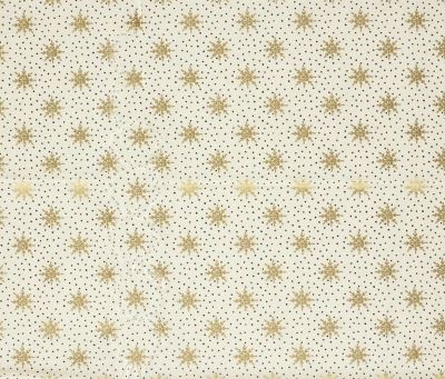Christmas fabric made of cotton in cream color with a print of golden snowflakes 60679/051 (1)