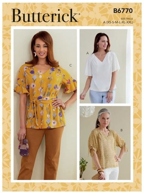 Butterick cut for women's t-shirt in sizes XS-XXL B6770-A