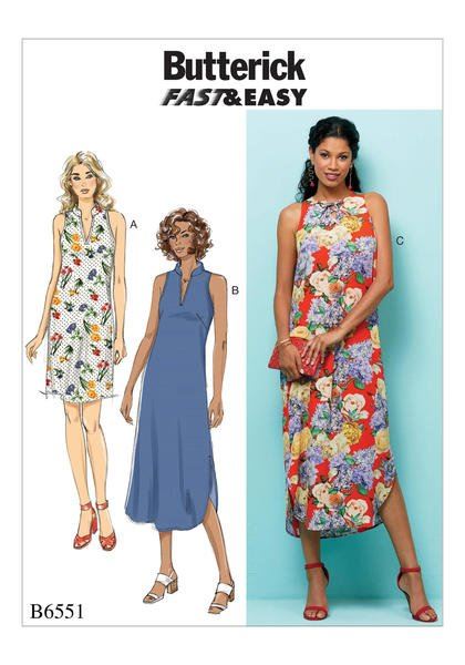 Butterick cut for women's dresses in sizes Lrg, Wlg, Xxl B6551-ZZ