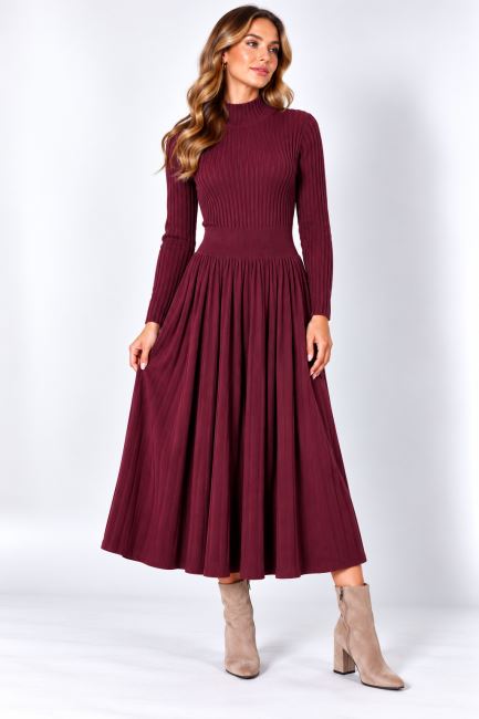 Knitted dress in burgundy color ITA-SAT02