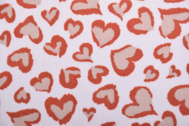 Double cheesecloth in cream color with beige heart print 182316