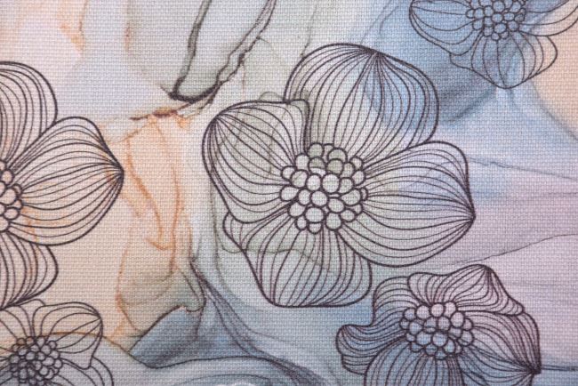 Decorative fabric Half panama with floral digital print K67525-230D