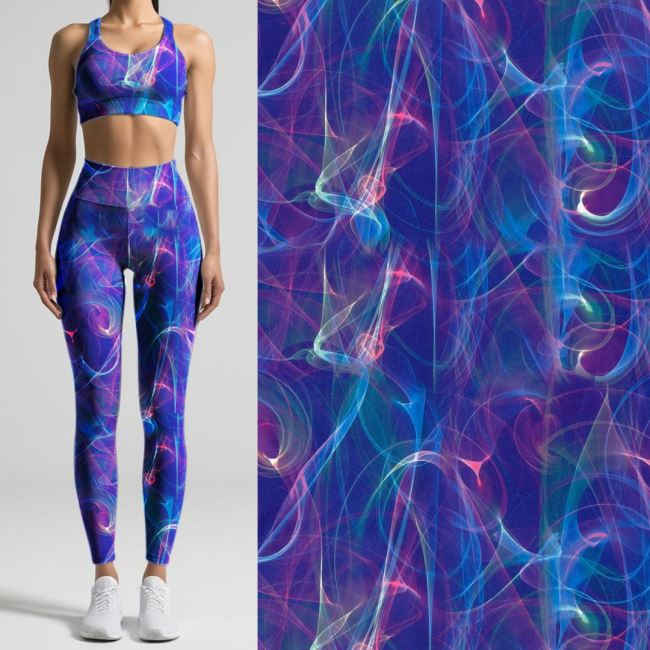 Functional knitwear in blue color with digital smoke print 20255/044