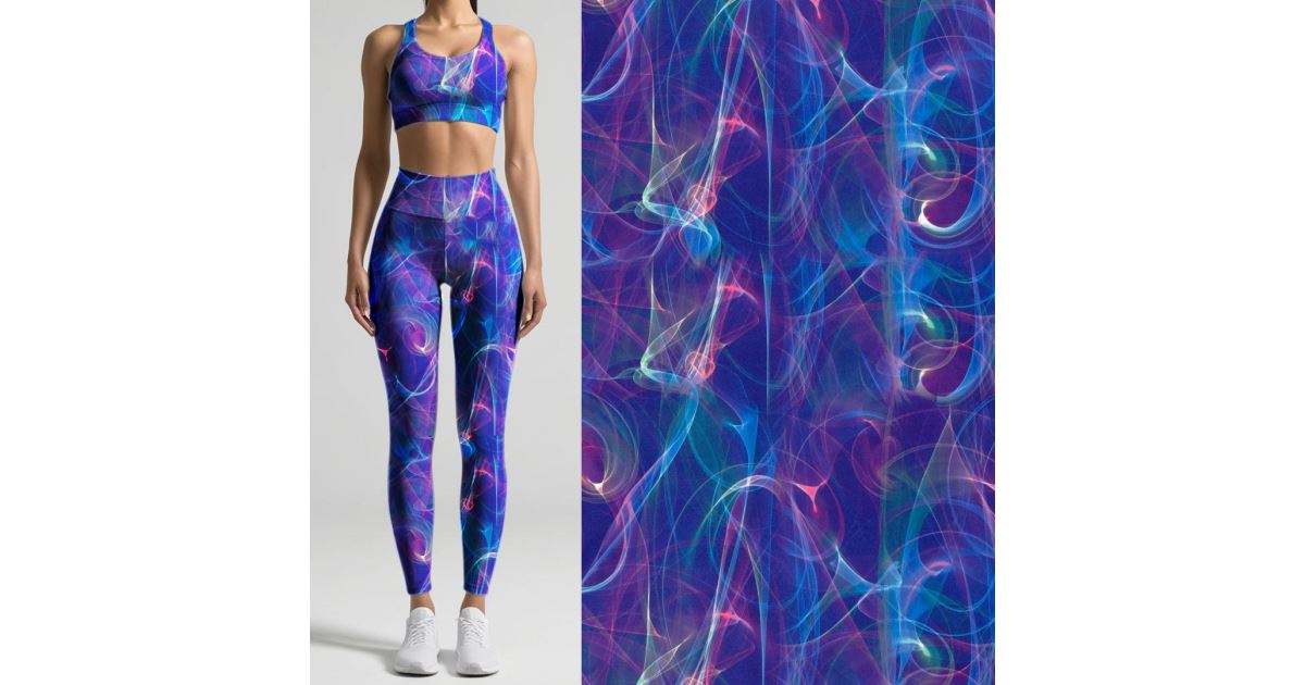 Functional knitwear in blue color with digital smoke print 20255/044 ...