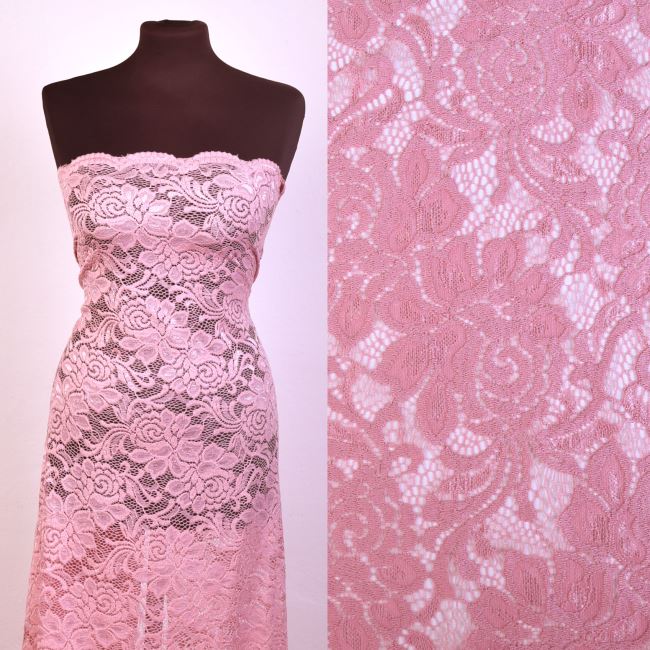 Lace in pink color with flower motif CCHB-250