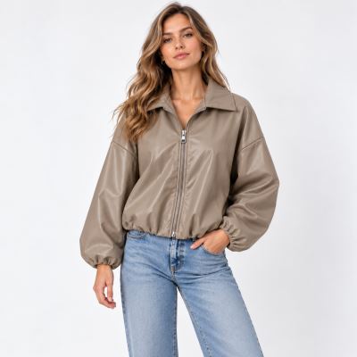 Leather jacket in dark beige color ITA-BU02 Leather jacket in dark beige color ITA-BU02
