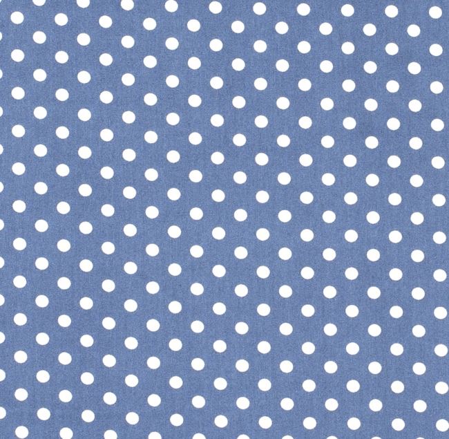 Cotton fabric in blue color with polka dots 05570/006