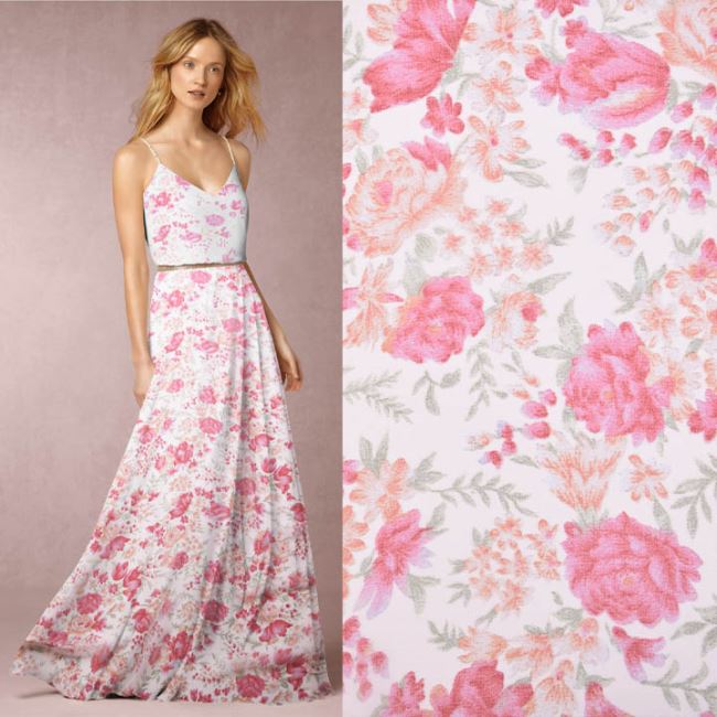 Chiffon in pink color with flower print TF1030