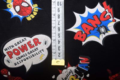1 m of cotton knit in black with Spider-Man print DS-KUP150 (1)
