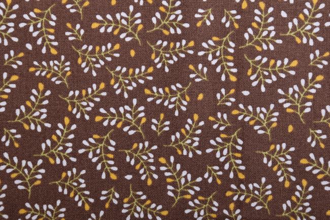 Poplin in brown color with a decorative print of twigs 19428/055