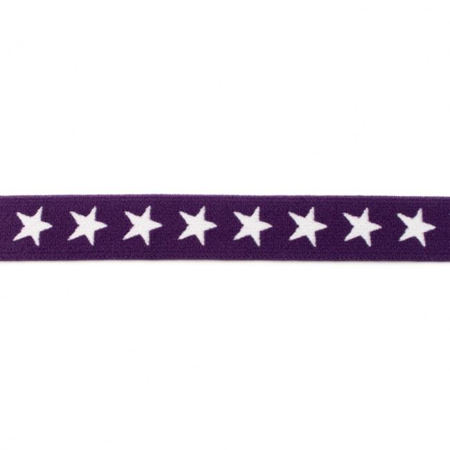 20 mm wide clothesline in purple color with stars motif 177R-40623