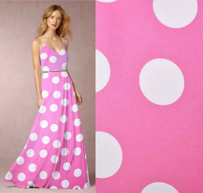 Crested fabric in pink with polka dots Q045