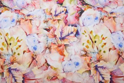 Cotton knit with digital print of flowers and leaves S1825R-3682