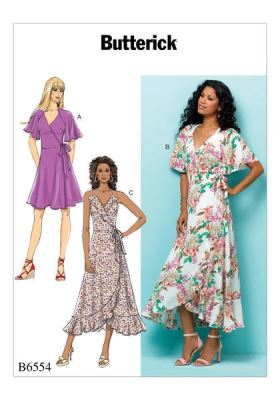 Butterick Cut Women's Wrap Dress Size 42-52 B6554-E5