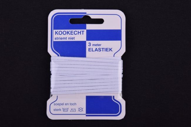 White flat rubber band with a width of 2 mm in a package of 3 m KSNBP02