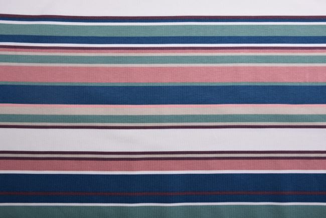 Cotton knitwear with a print of colored stripes K10165-220D