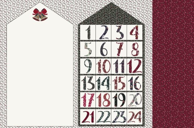 Christmas cotton fabric with digital advent calendar print K64007-001D