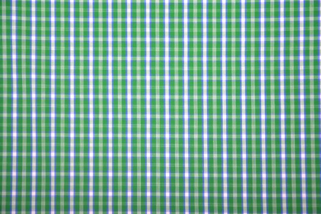 Cotton fabric with a woven green check pattern TI682