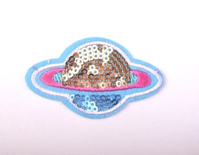 Iron-on patch in the shape of a planet with sequins TH365
