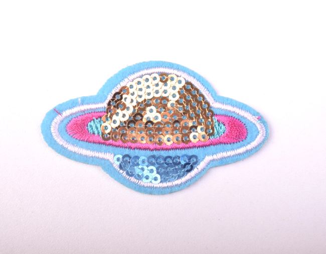 Iron-on patch in the shape of a planet with sequins TH365