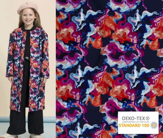 Softshell in dark blue color with abstract digital print 18410/008