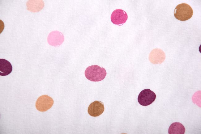 Cotton knit in cream color with polka dot print 184882