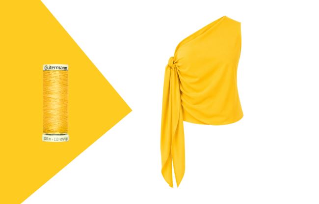 Set for sewing a summer viscose top with ties in yellow color SET59