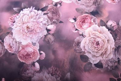 Barbie costume fabric in antique pink with digital flower print SMT-SF7457B (1)