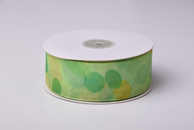 Ribbon in green color with Easter print 4 cm VY098
