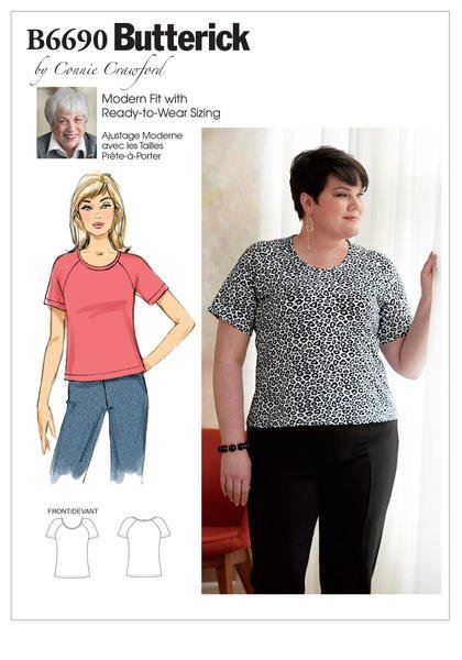 Butterick Cut Women's Short Sleeve T-Shirt Size XXL-6X B6690-WMN