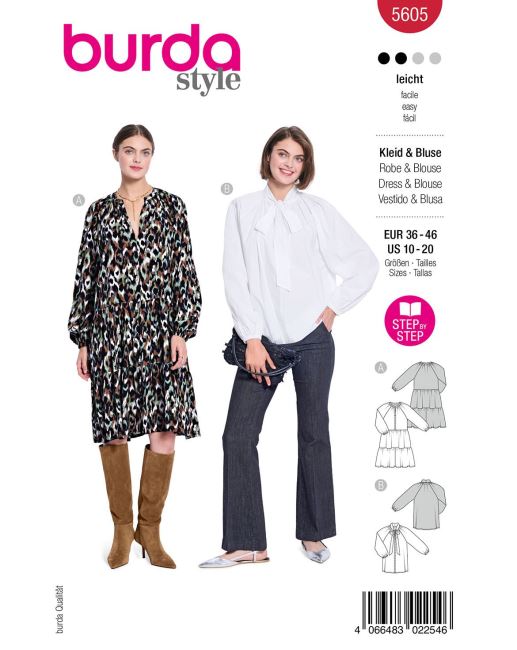 Dress and blouse pattern in sizes 36-46 5605
