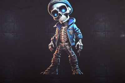 Cotton knitwear with digital skeleton print APMF-6815 (1)