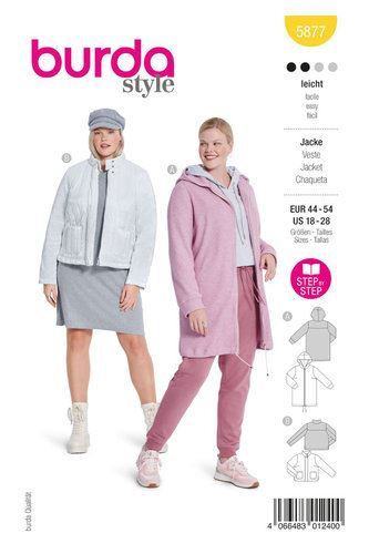 Cut for women's jacket and sweatshirt in oversized size 44-54 5877