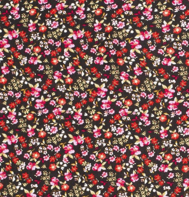 Viscose fabric in brown color with flower print 20159/068