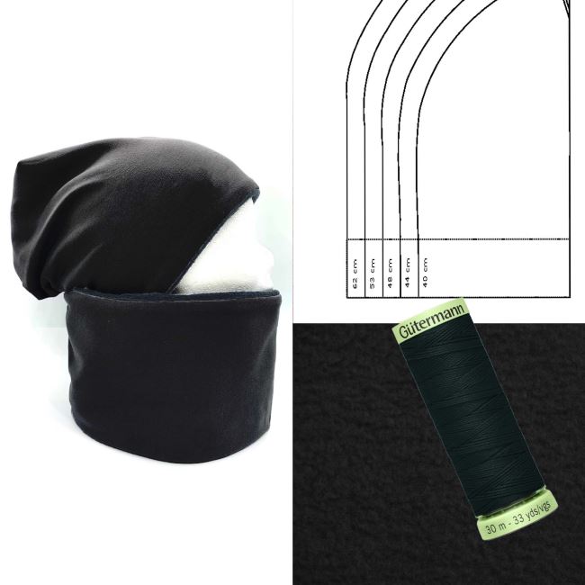 Set for sewing a hat and a neckerchief in black color CN012