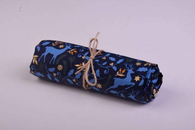 Roll of Christmas cotton in blue with print RO20744/008