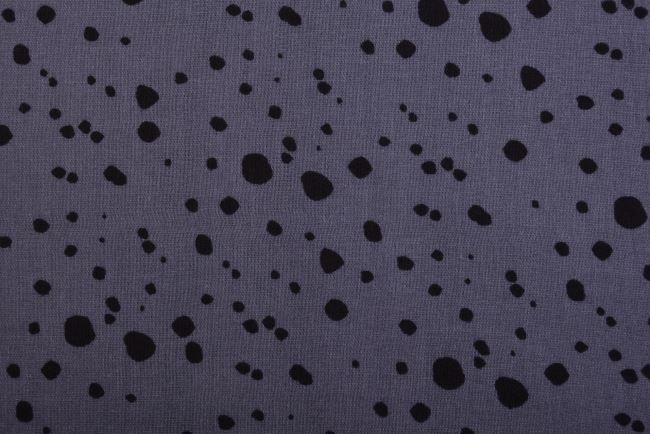 Double gauze in dark gray with polka dot print 181524