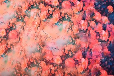 Barbie costume fabric in orange color with digital flower print CS13985 (1)