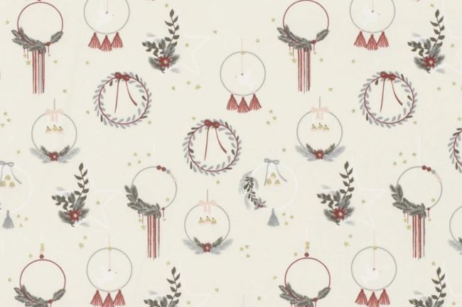 Christmas cotton fabric in cream color with thematic print 20763/051