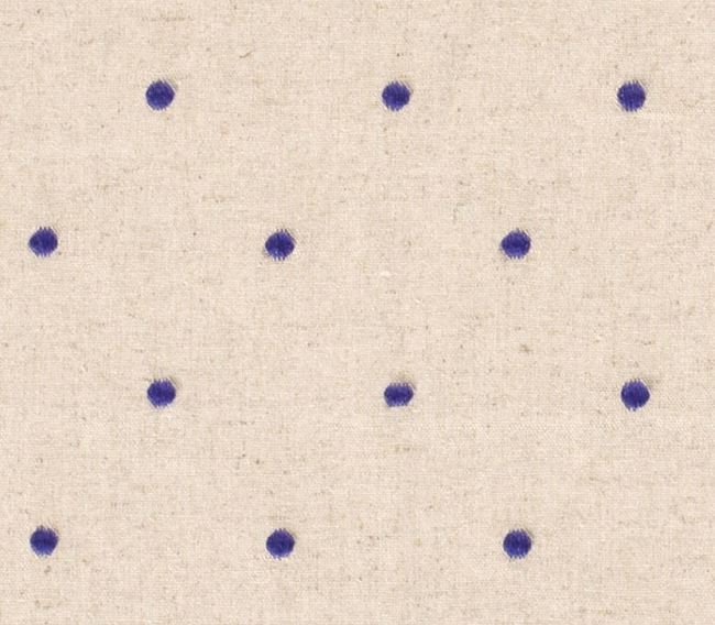 Linen fabric with an admixture of viscose in red color with an embroidered polka dot pattern 19163/005