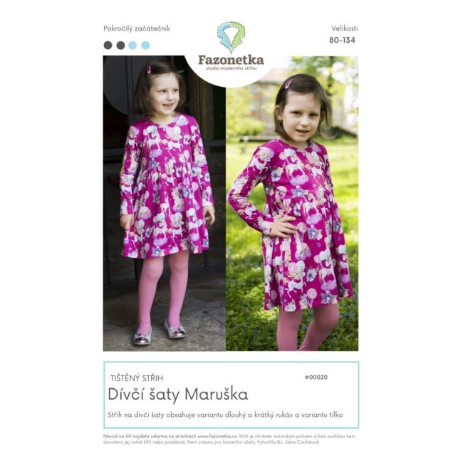 Printed cut Fazonetka for girl's dress Maruška size 80-134 FA022