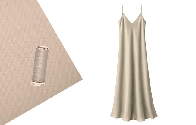 Set for sewing dresses on hangers made of cupra in gray-beige color SET80