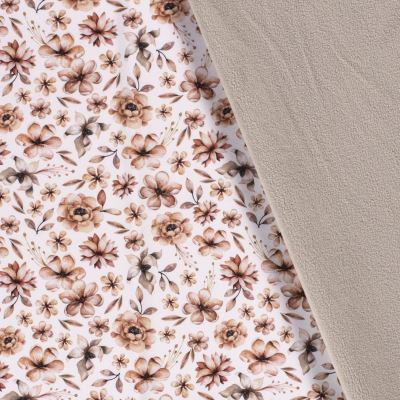 Softshell in cream color with digital print of meadow flowers 19304/051 (2)