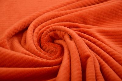 Knitted velvet in orange color with ribbing 20286/014 (3)